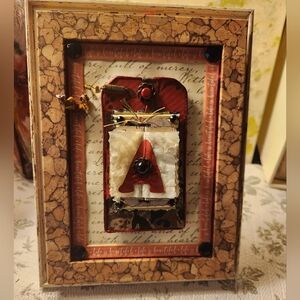 Handcrafted 3D Initials "A" Framed Design w/ Gift Card-wall hang/desk display